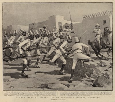 A Sham Fight at Berber, the 9th Soudanese Regiment charging by Henry Marriott Paget